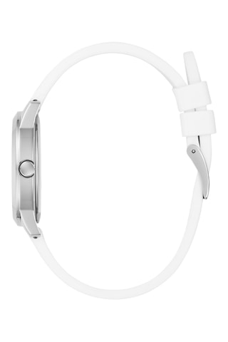 Montre à quartz en silicone - Blanc et argenté