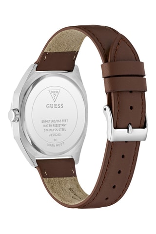 Montre à quartz en cuir - Marron et argenté