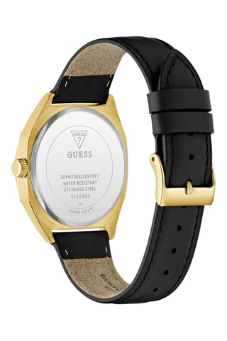 Montre à quartz en cuir - Noir et doré
