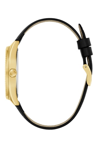 Montre à quartz en cuir - Noir et doré