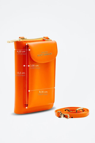 Pochette de téléphone en cuir - Orange