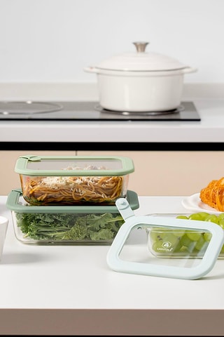 3 fiambreras de vidrio de borosilicato con tapa - 640/1050/1520 ml