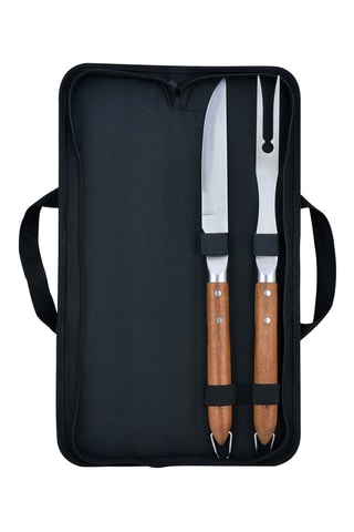 2 utensilios de barbacoa de madera y acero inoxidable
