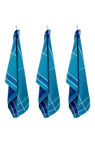 3 paños de algodón egipcio Collection Tartan - Azul