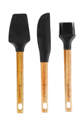 3 utensilios de cocina de madera de acacia y silicona