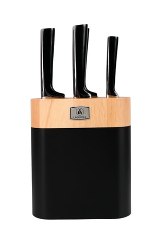 4 cuchillos de acero inoxidable 3CR13 y bloque organizador de madera de hevea ScintiBois