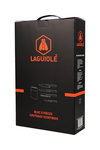 4 cuchillos de acero inoxidable 3CR13 y bloque organizador de madera de hevea ScintiBois