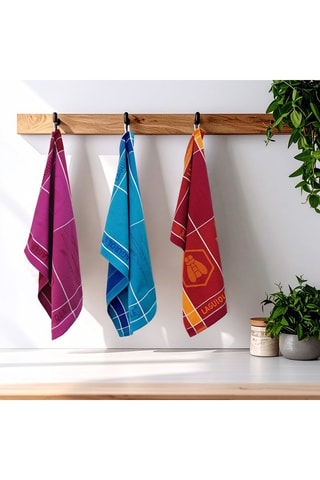 3 paños de algodón egipcio Collection Tartan - Malva