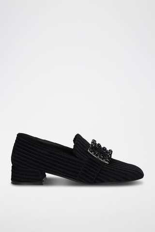 Mocasines altos de piel de tacón - Negro