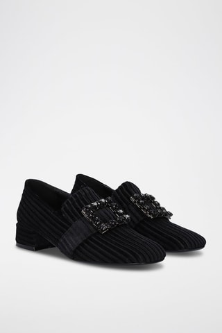 Mocasines altos de piel de tacón - Negro
