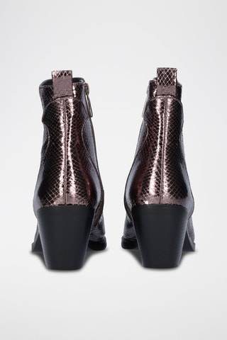 Botines de piel - Rosa y dorado