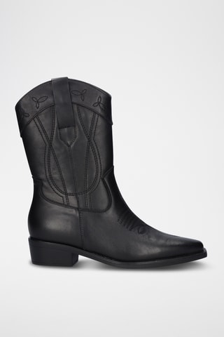 Botines de piel - Negro
