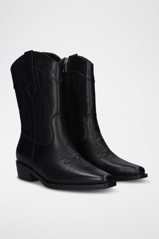 Botines de piel - Negro