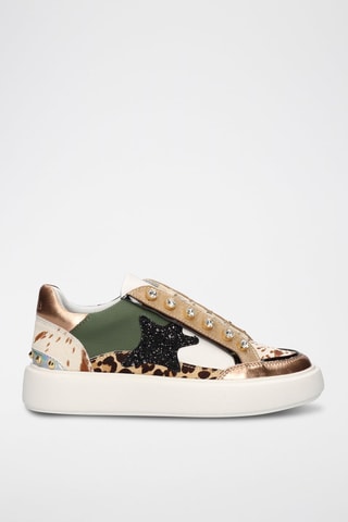 Zapatillas de piel con plataforma - Blanco