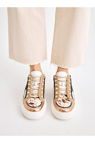 Zapatillas de piel con plataforma - Blanco