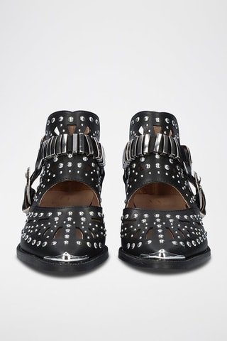 Botines de piel - Plateado y negro