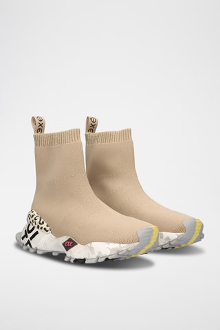Zapatillas altas de piel - Beige