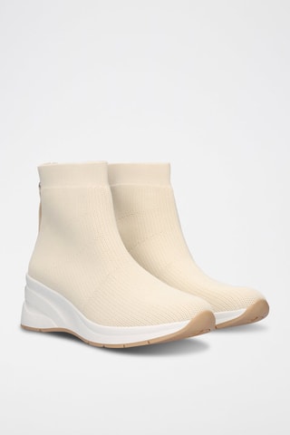 Zapatillas estilo calcetín de cuña - Beige