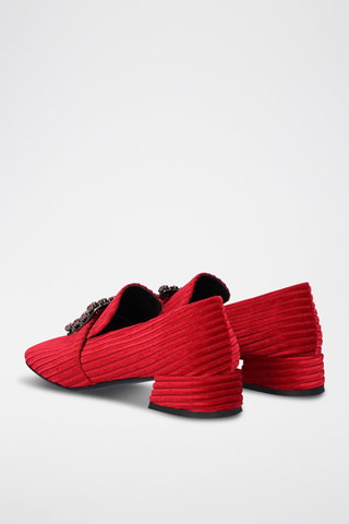 Mocasines altos de piel de tacón - Rojo y negro