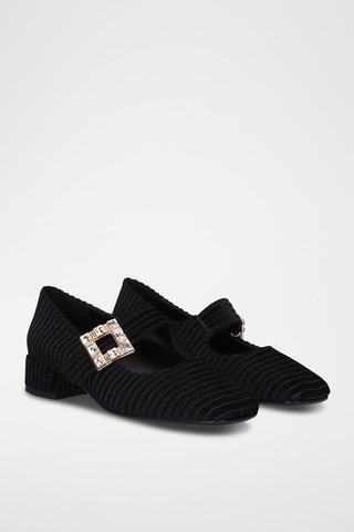 Babies de terciopelo de tacón Sofia - Negro
