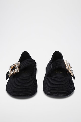 Babies de terciopelo de tacón Sofia - Negro