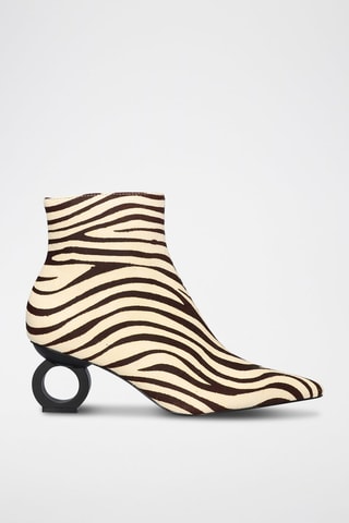 Botines de piel - Blanco y marrón