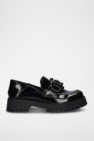 Mocasines con brillo con plataforma - Negro