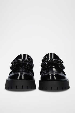Mocasines con brillo con plataforma - Negro