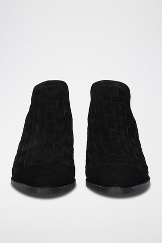 Botines bajos de piel - Negro
