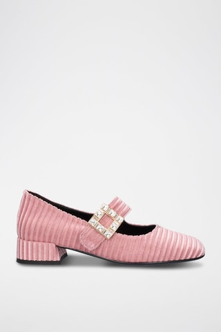 Babies de terciopelo de tacón Sofia - Rosa