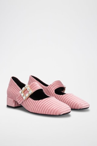 Babies de terciopelo de tacón Sofia - Rosa