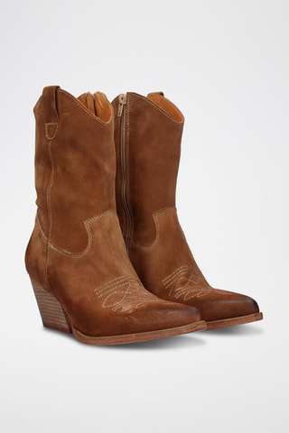 Botas camperas de piel - Marrón