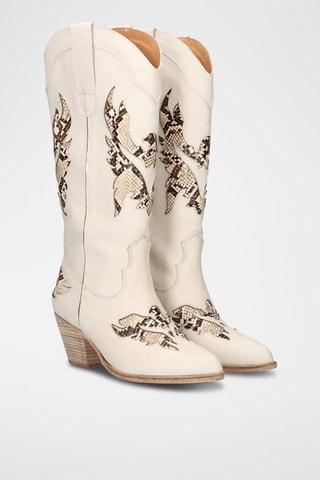 Botas camperas de piel - Blanco