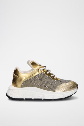 Zapatillas de piel con plataforma - Dorado