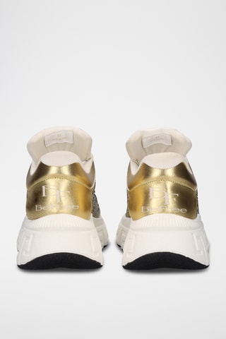 Zapatillas de piel con plataforma - Dorado