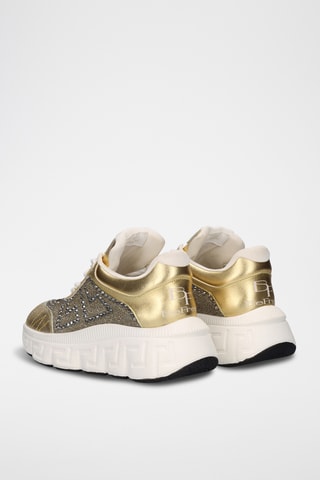 Zapatillas de piel con plataforma - Dorado