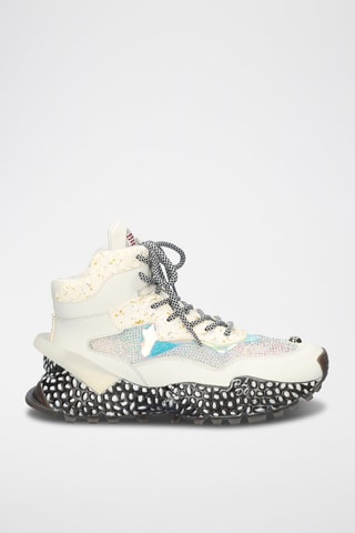 Zapatillas de piel con plataforma - Blanco y negro