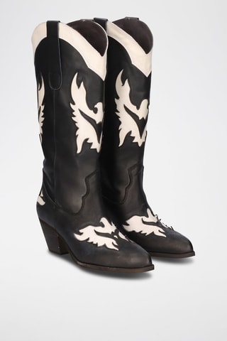 Botas camperas de piel - Negro