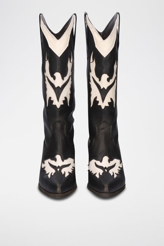 Botas camperas de piel - Negro