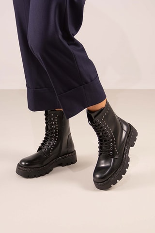 Botines de piel - Negro