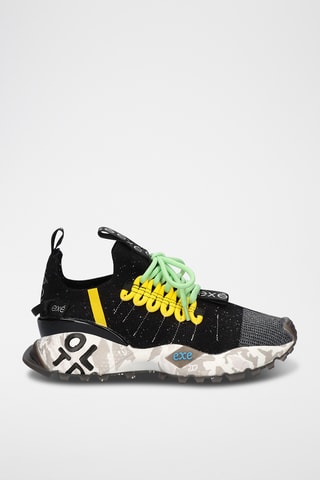 Zapatillas de piel con plataforma - Negro