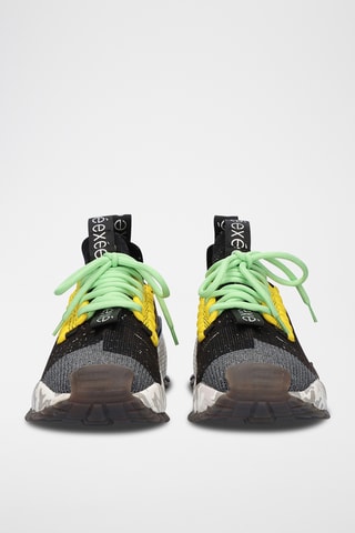 Zapatillas de piel con plataforma - Negro