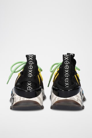 Zapatillas de piel con plataforma - Negro
