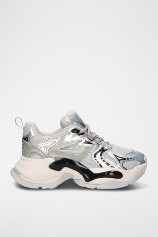 Zapatillas de piel con plataforma - Gris