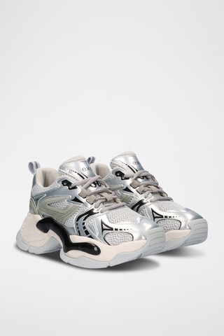 Zapatillas de piel con plataforma - Gris