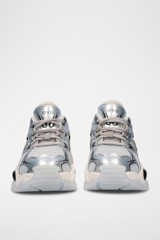 Zapatillas de piel con plataforma - Gris