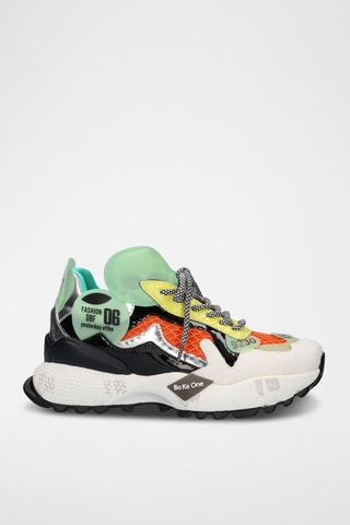 Zapatillas - Negro, verde y naranja