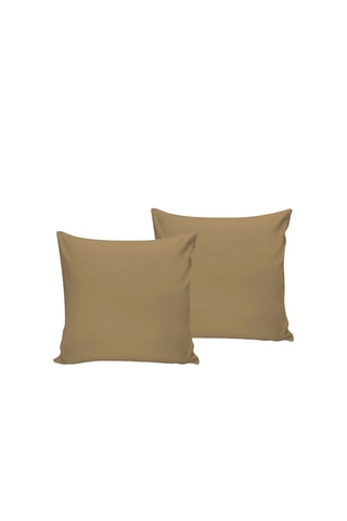 2 fundas de almohada de algodón 117 hilos/cm² - Marrón claro