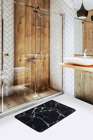 Alfombra de baño Marble - Negro - 40 x 60 cm