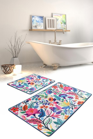 2 alfombras de baño antibacterianas Pictura - Multicolor - 50 x 60 / 60 x 100 cm